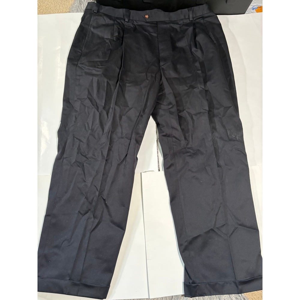 Jos. A. Bank Traveler's Collection Men's Black Dress Pants Pleated Cuffed 44x30